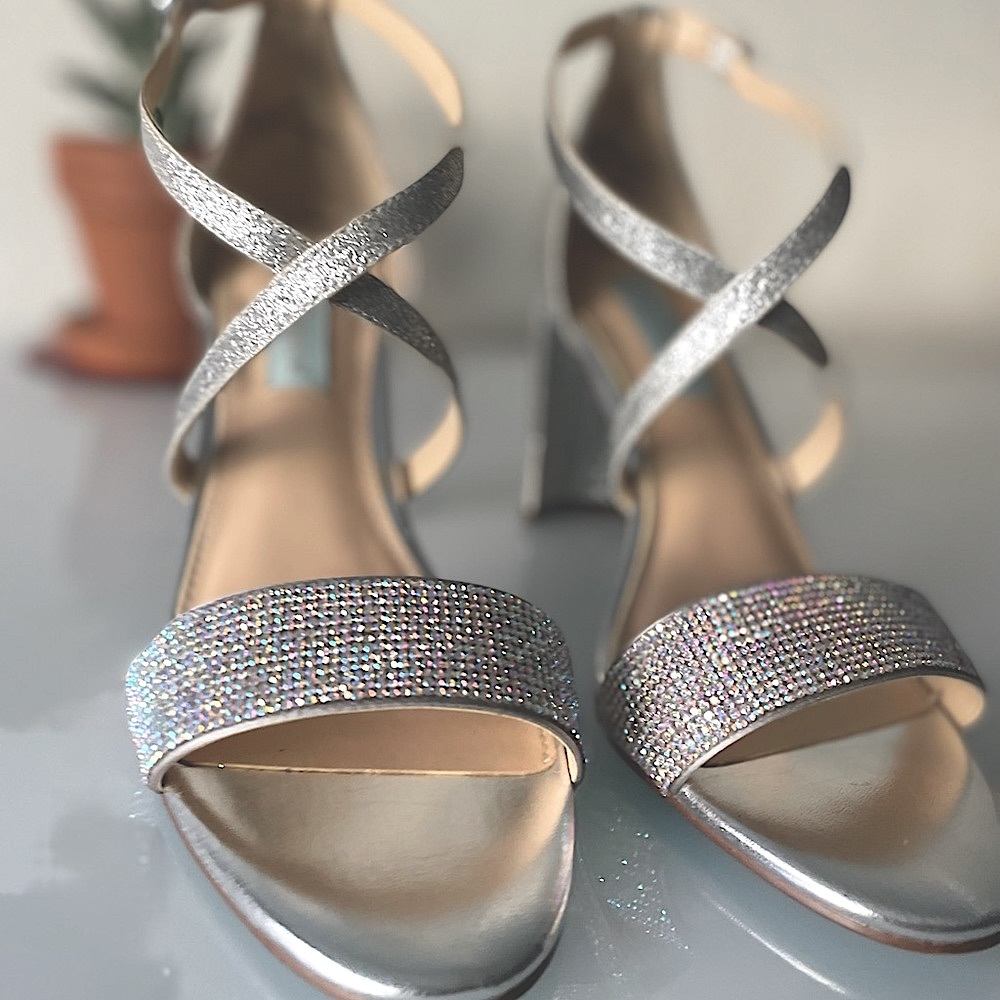 BETSEY JOHNSON SB Silver “Bella” Evening Sandals